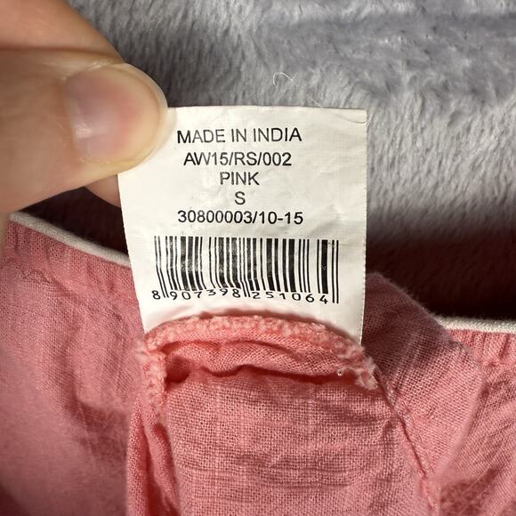 Vtg‎ Linen Women’s Dress Pink Floral Embroidered Cottagecore S Feminine Retro - Picture 7 of 9